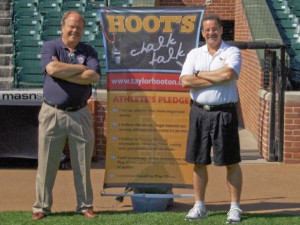picture of Don Hooton working at a Taylor Hooton Foundation event with the Baltimore Orioles.
