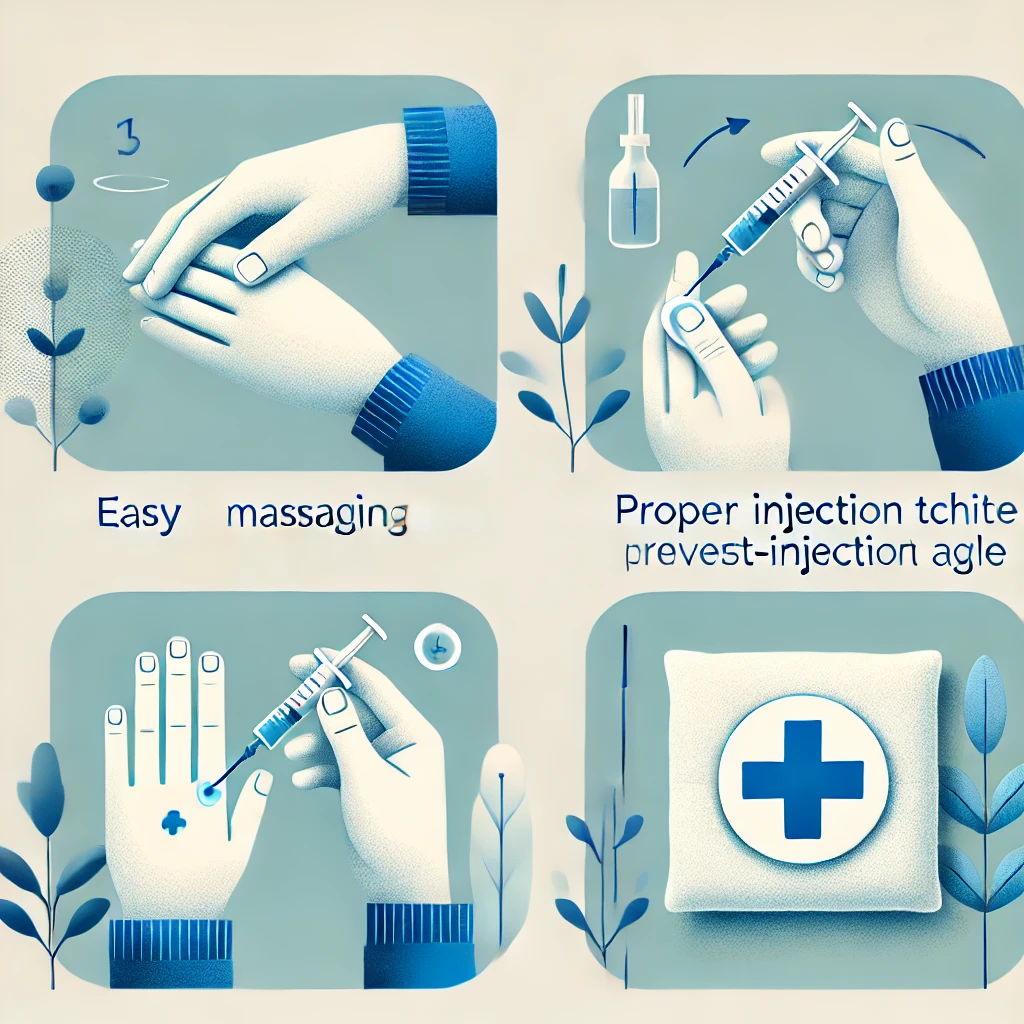 post-injection pain, injection tips, pain prevention, health tips, medical advice, injection site care, self-care, post-injection relief, healthcare, wellness, syringe technique, massage therapy, ice pack use, calming environment, proper injection, muscle pain, pain management, medical hygiene, easy remedies, injection pain relief, healthcare practices, preventive care, soothing techniques, needle care, pain-free injection, injection safety, health and wellness, patient care, pain prevention tips, healthy living