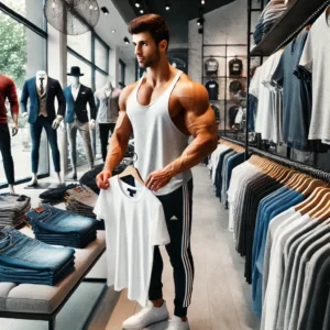 bodybuilder, tech shopping, electronics store, gadgets, laptops, smartphones, headphones, smartwatches, fitness tech, high-performance lifestyle, technology, casual athletic wear, modern store, tech gear, shopping experience, innovation, sleek design, tech-savvy, bright lighting, thoughtful buyer, fitness enthusiast, smart devices, tech integration, active lifestyle, cutting-edge technology, tech accessories, fitness and tech, shopping scene, consumer electronics, engaged shopper.