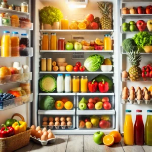 compact fridge, small refrigerator, organized fridge, fresh food, drinks, colorful vegetables, fruits, dairy products, eggs, beverages, space-saving, minimalistic, efficiency, practicality, clean fridge, healthy lifestyle, small kitchen appliance, compact design, neatly arranged, accessible storage, modern fridge, food storage, fresh produce, compact living, smart organization, home essentials, compact appliances, efficient storage, kitchen organization, tidy fridge, healthy eating.