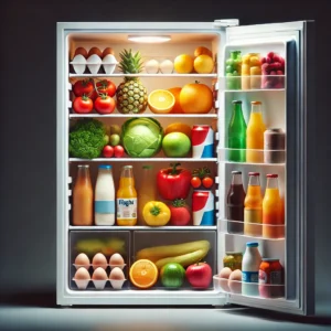 compact fridge, small refrigerator, organized fridge, fresh food, drinks, colorful vegetables, fruits, dairy products, eggs, beverages, space-saving, minimalistic, efficiency, practicality, clean fridge, healthy lifestyle, small kitchen appliance, compact design, neatly arranged, accessible storage, modern fridge, food storage, fresh produce, compact living, smart organization, home essentials, compact appliances, efficient storage, kitchen organization, tidy fridge, healthy eating.