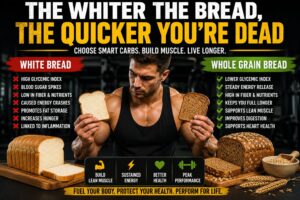Bodybuilding Nutrition, Sports Nutrition, White Bread, Whole Grain Bread, Healthy Carbohydrates, Muscle Building, Weightlifting Diet, Fitness Nutrition, Lean Muscle, Athletic Performance, Muscle Recovery, Clean Eating, Healthy Lifestyle, Strength Training, Gym Diet, Healthy Eating, Sports Performance, Bodybuilding Diet, Nutrition Tips, Fitness Health.