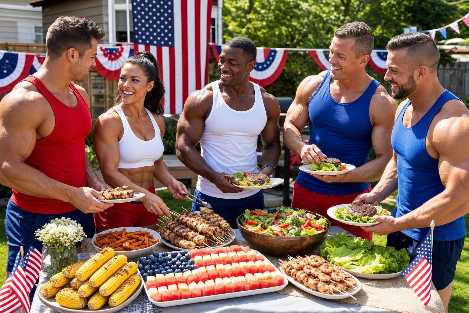 Fourth of July, 4th of July, Fourth of July BBQ, bodybuilding, fitness, muscle building, bodybuilding diet, healthy BBQ, high-protein meals, lean muscle, fat loss, healthy eating, grilling recipes, summer fitness, holiday nutrition, BBQ nutrition, protein foods, weight training, clean eating, fitness lifestyle.